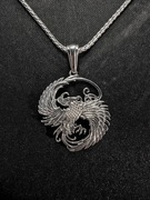 Naszyjnik z zawieszką w kształcie feniksa ze srebra próby 925