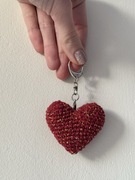 mini serduszko brelok handmade burgundowe serce breloczek