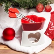 Zestaw do fondue serce + 4 widelczyki do czekolady | prezent idealny