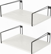 SRIWATANA Szerokie półki, rustykalne białe drewniane zestaw 2 szt.