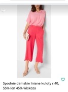 Spodnie damskie lniane kuloty r.40, 55% len 45% wiskoza