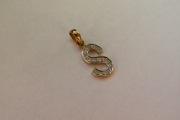 Zawieszka S złoto 585 gold 14K diamenty brylanty