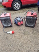 dmuchawy z ciepłym powietrzem na budowe + rozdzielnia + kabel siłowy