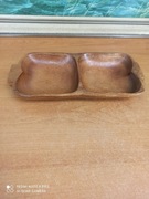 Ręcznie wykonana drewniana miska / taca z dwiema przegrodami