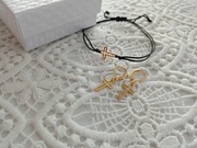 Złote krzyże bransoletka i kolczyki zestaw 