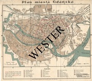 Stary oryginalny plan miasta Gdańska ( litografia)