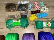 Duży zestaw wstążek, kwiatków, lampek