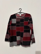 Sweter wzór patchwork czerń czerwień szary bawełna 50% rozmiar 42