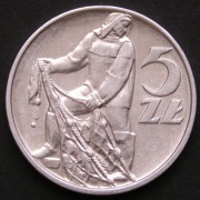 Polska 5 złotych 1974 - RYBAK