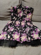 Sukienka w kwiaty z tiulem szeroki dół  xs/s przepiękna 