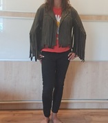 Kurtka ramoneska zamsz frędzle