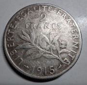 Moneta srebrna Francja 2 Franki 1915 srebro