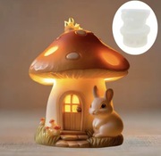 DOMEK GRZYBOWY z KRÓLIKIEM forma silikon 8*7 do Odlewów Świec Gipsu Żywic 