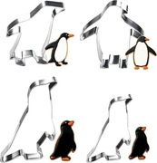 Zestaw metalowych foremek do ciastek w kształcie pingwinów 