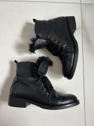 Badura skórzane botki z futerkiem 40 