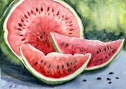 Arbuz i osa. Original Akwarela A4