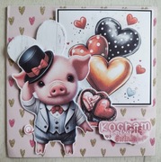 Kartka okolicznościowa na Walentynki Walentynka świnka r 