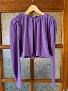 Fioletowa bluzka damska Gina Tricot XS – długi rękaw, bufki, nowa z metką