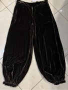 Zara spodnie bombacho S brązowe bombki aksamit czekoladowe alladynki 