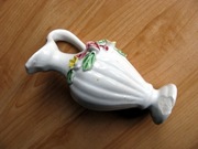 Mini flakonik wazonik biały kwiaty fajans wys. 10 cm