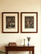 Komplet 2 starych rycin barwnych – Zimowe sceny rodzajowe