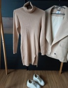 Sukienka z dzianiny S M Mochy w prążek zara cocomore 