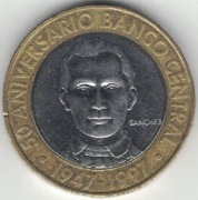 Dominikana 5 pesos peso 1997 - 23 mm 50-lecie Banku Centralnego nr 3
