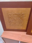 Tryptyk 3 x obrazy, 45x45 cm. struktura kolor miedziany, rama brązowa