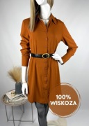 Karmelowa sukienka szmizjerka OVS 100% wiskoza L/40 nowa z metką elegance