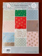 Scrapbooking - blok papierów świątecznych/zimowych -28 ark.,śnieżynki, foil