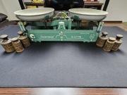 Waga szalkowa "Gwarancja" Olsztyn 10 kg PRL 1990 + odważniki - vintage