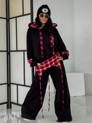 ZOCCO Luźny, ciepły komplet, z odpinanym ozdobnym pasem w kratkę