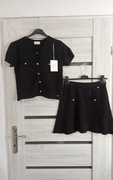 Zestaw z dzianiny sweter + spódnica , czarny