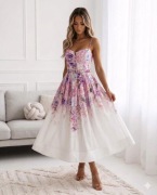 Sukienka kwiaty ala Zimmermann len bawełna M/L 