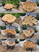 Stolik kawowy z plastra drewna 