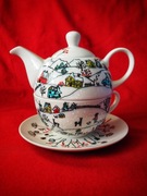 ręcznie malowany świąteczny zestaw filiżanka i czajniczek        