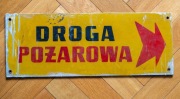 Stara Tablica PRL Droga Pożarowa Oryginał Vintage Retro Loft Kolekcja