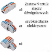 Zestaw 9 sztuk złączy dźwigniowych - szybkie złącza elektryczne