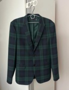 Zielono granatowa męska marynarka w kratę rozmiar marynarki 48 (M)