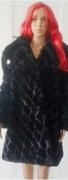 Futro sztuczne długie ekologiczne czarne płaszcz kożuch futerko 