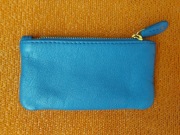 Next mała portmonetka portfelik skórzana niebieska skóra naturalna jak nowa