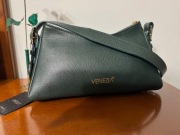 Zielona torebka damska skórzana typu bagietka Venezia skóra naturalna