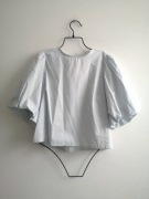 jasnoniebieska bluzka L z bufiastymi rękawami h&m bawełna 100% nowa