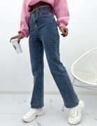 Spodnie Jeansy prosta nogawka wysoki stan