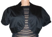 Czarne bawełniane eleganckie Bolerko damskie z krótkim rękawem 44-46