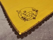 Haftowany bieżnik obrus 100% len lniany musztardowy Serweta vintage żółty