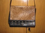 Torebka w cętki panterka naturalne włosie vintage