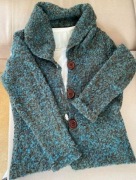 Melanżowy Długi Sweter boucle brązowo niebieski. Deni Cler