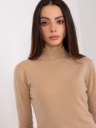 Beżowy sweter basic z półgolfem S/M