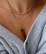 złoty naszyjnik wisiorek łańcuszek moneta łańcuch choker stal 